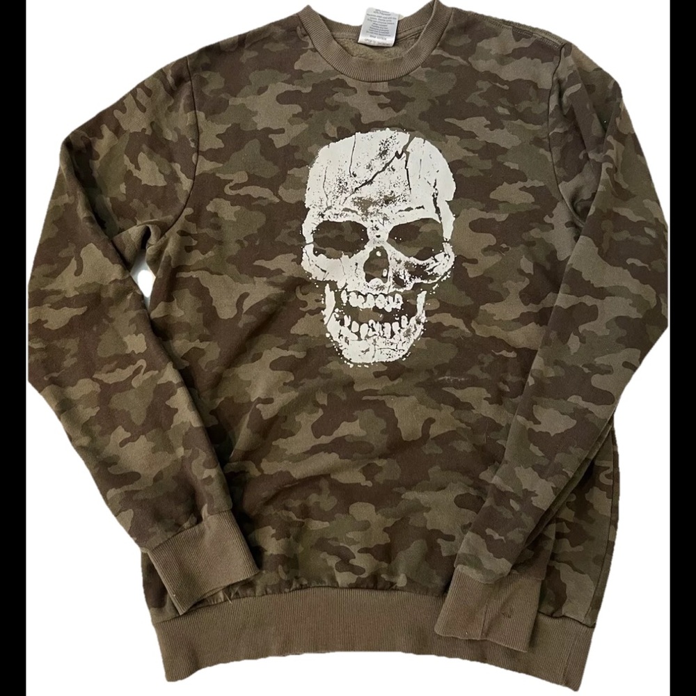 Camo Skull Sweat Shirt Mens Medium Long Sleeve Perfect Condition Worn Once!